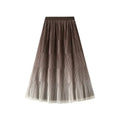 Pleated Skirt Women Gradient - A-Line Loose Midi Women Skirt