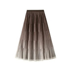 Pleated Skirt Women Gradient - A-Line Loose Midi Women Skirt