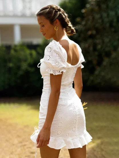 Pleated V-Neck Lace-Up Bodycon Dress -Guocali