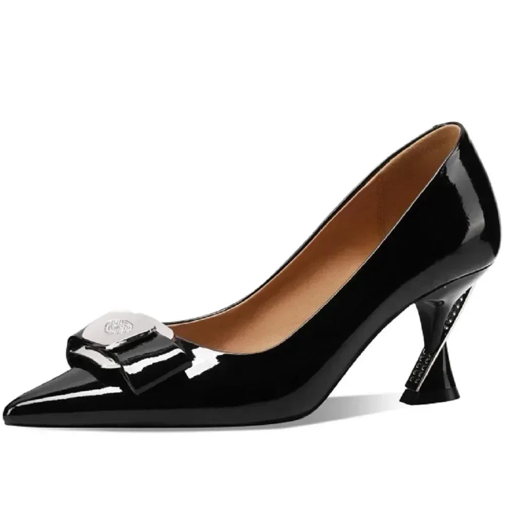 Pointed Toe Women Leather Stiletto Pumps -Guocali