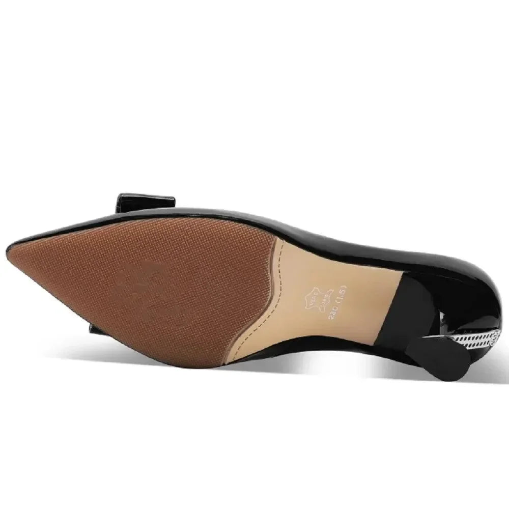 Pointed Toe Women Leather Stiletto Pumps -Guocali