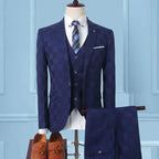 Professional Men’s Suit - Checkered Single-Breasted