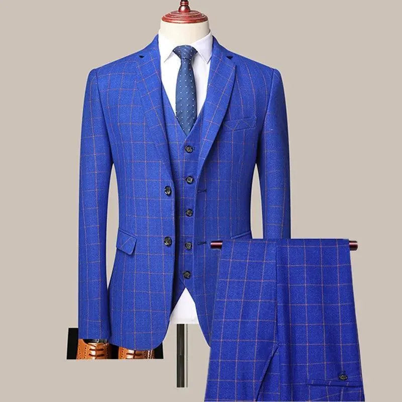 Professional Men’s Suit - Plaid Single-Breasted