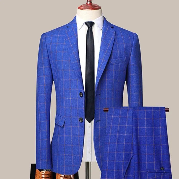 Professional Men’s Suit - Plaid Single-Breasted