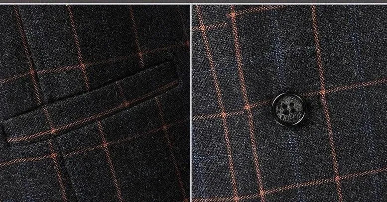 Professional Men’s Suit - Plaid Single-Breasted