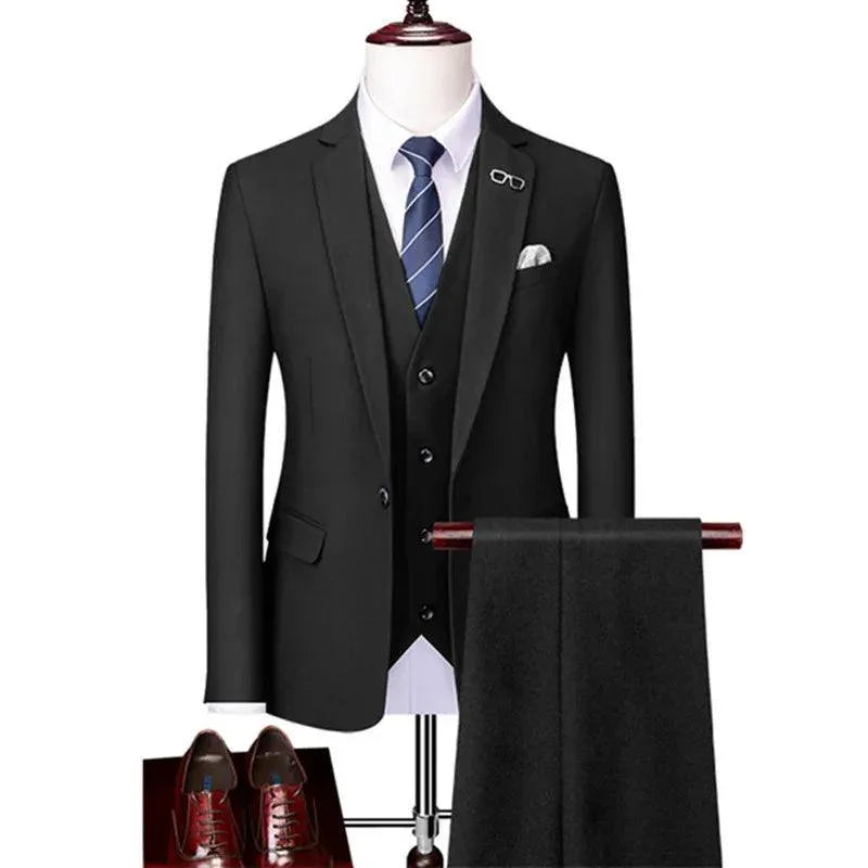 Professional Men’s Suit - Solid Single-Breasted