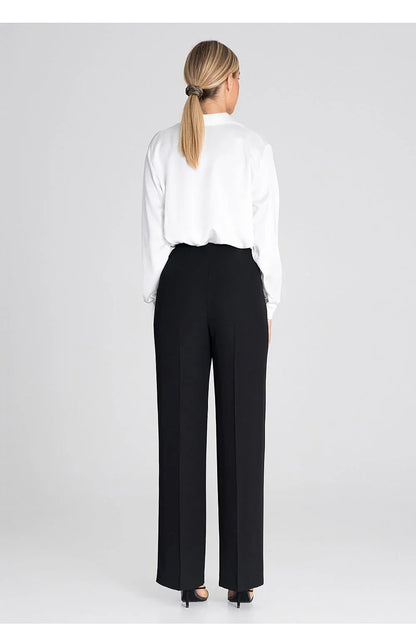 Professional Women's Wide-Leg Pants – High-Rise Button Front -Guocali