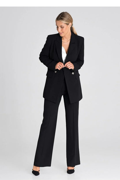 Professional Women's Wide-Leg Pants – High-Rise Button Front -Guocali