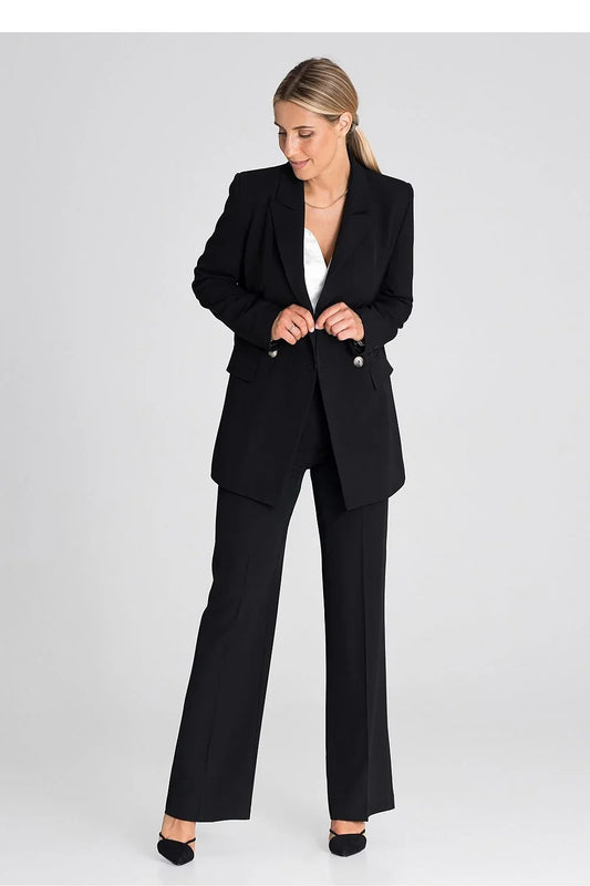 Professional Women's Wide-Leg Pants – High-Rise Button Front -Guocali