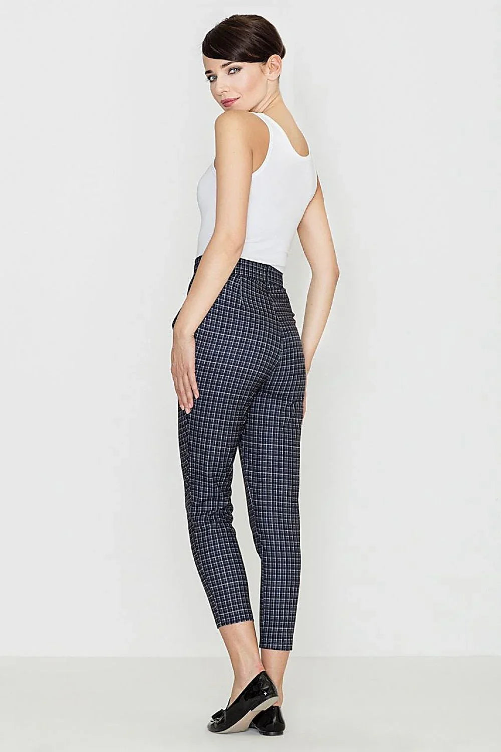 Professional Women Trousers – High Rise Checkered Style -Guocali