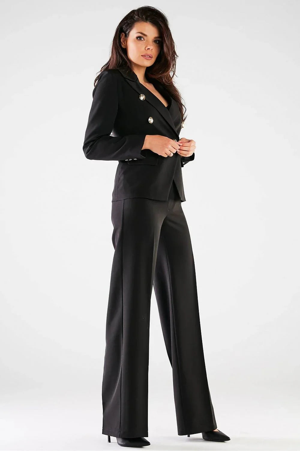 Professional Women Wide-Leg Pants – High-Rise Stretch -Guocali