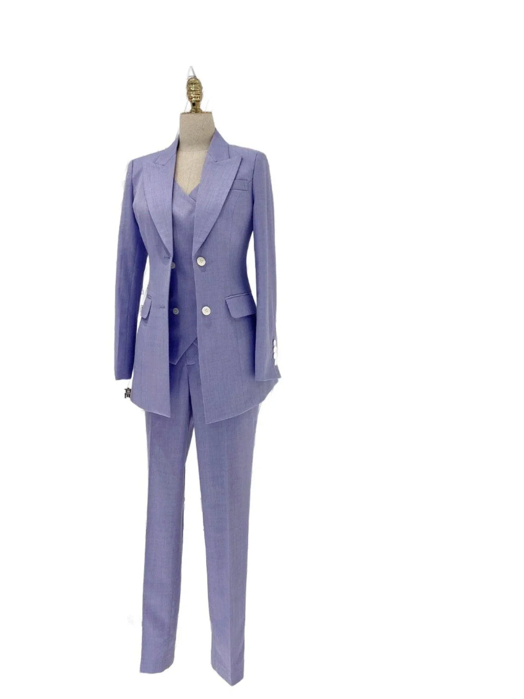 Purple Three-Piece Suit - Women Double-Breasted Pantsuit -Guocali