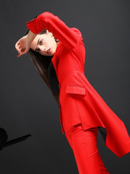 Red Flared Pant Suits - Women Trouser Suits - Trouser Suit - Pantsuit - Guocali