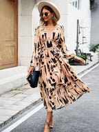 Resort V-Neck Long-Sleeved Summer Dress -Guocali