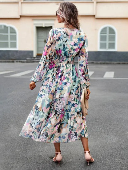 Resort V-Neck Long-Sleeved Summer Dress -Guocali