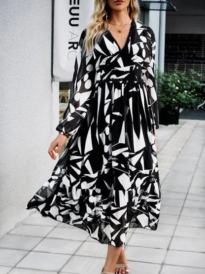 Resort V-Neck Long-Sleeved Summer Dress -Guocali