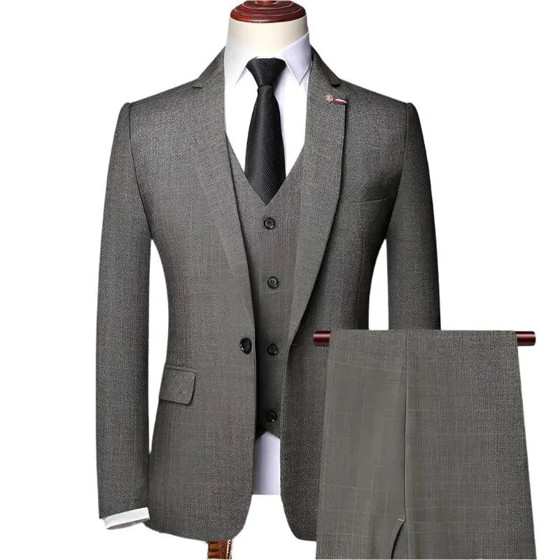 Retro Plaid Men Suit - Slim Fit Business Formal -Guocali