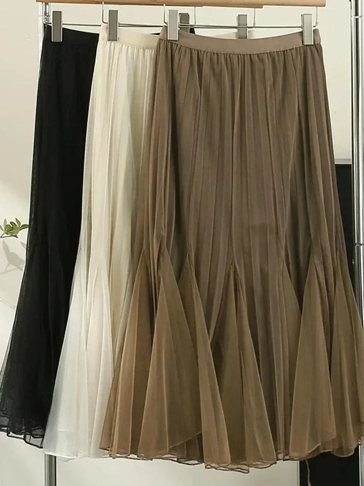 Reversible High-Waist Pleated Skirt -Guocali