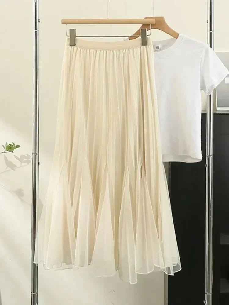 Reversible High-Waist Pleated Skirt -Guocali