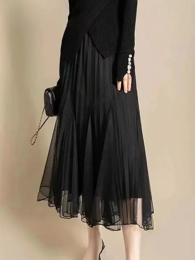 Reversible High-Waist Pleated Skirt -Guocali