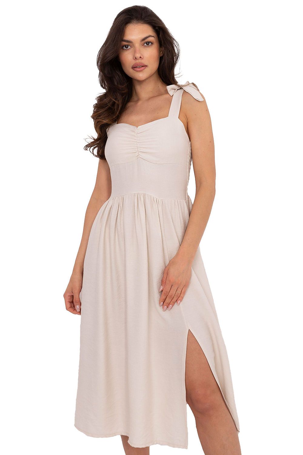 romantic solid sweetheart sleeveless midi day dress – Daydress | GUOCALI – view 3