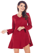 romantic solid v-neck long sleeves mini day dress – Daydress | GUOCALI