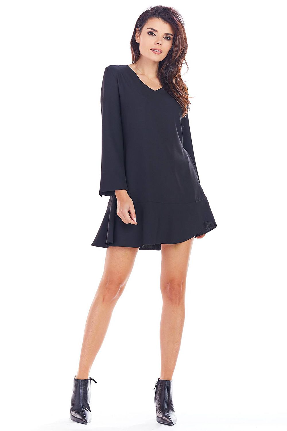 romantic solid v-neck long sleeves mini day dress – Daydress | GUOCALI – view 5