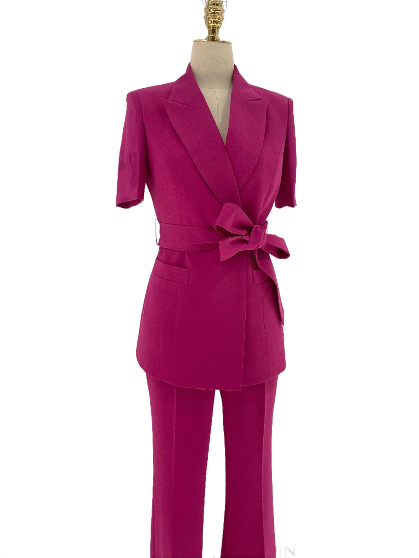 Rose Belted Women Pant Suit -Guocali