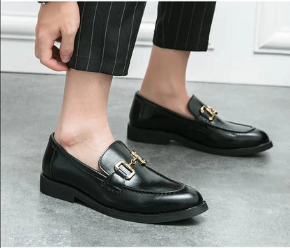 Men Horse Bit Dress Loafers - Slip-On Formal Dress Shoes