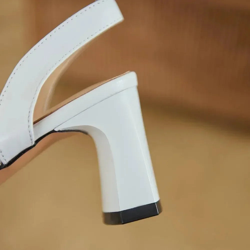 Sandals Luxury Women Sandals Leather Heels -Guocali