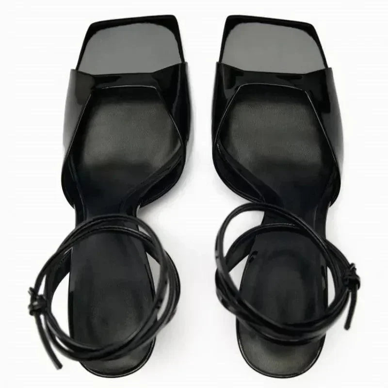 Sandals Strappy Sandals High Heels Square Toe -Guocali