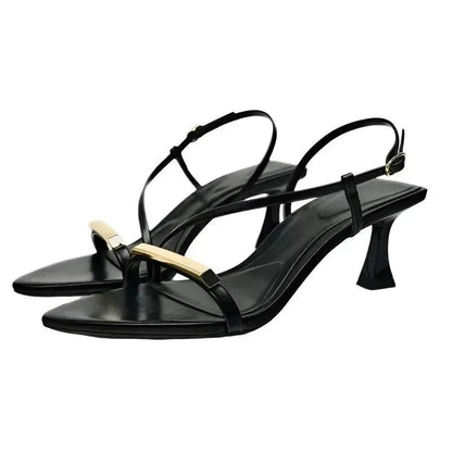Sandals Women Sandals Black High-Heeled Shoe -Guocali