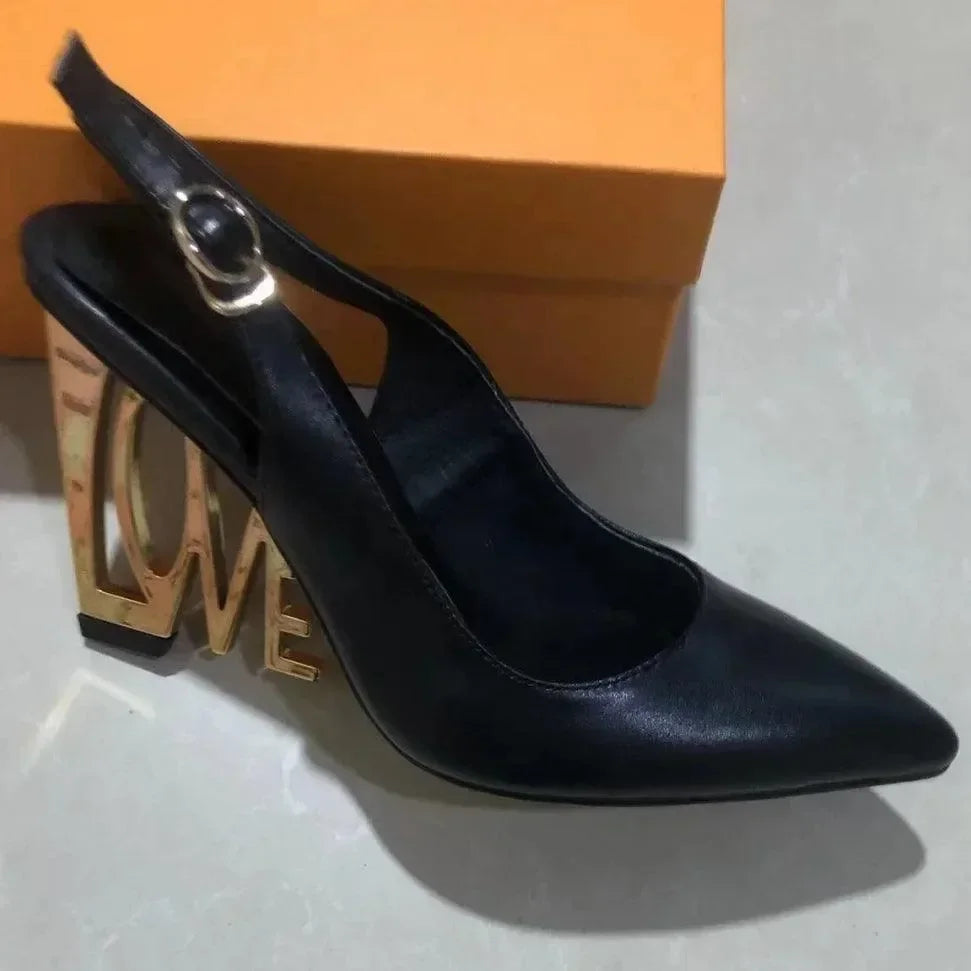 Sandals Women Sandals Leather Love Slingbacks -Guocali