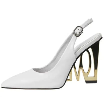 Sandals Women Sandals Leather Love Slingbacks -Guocali