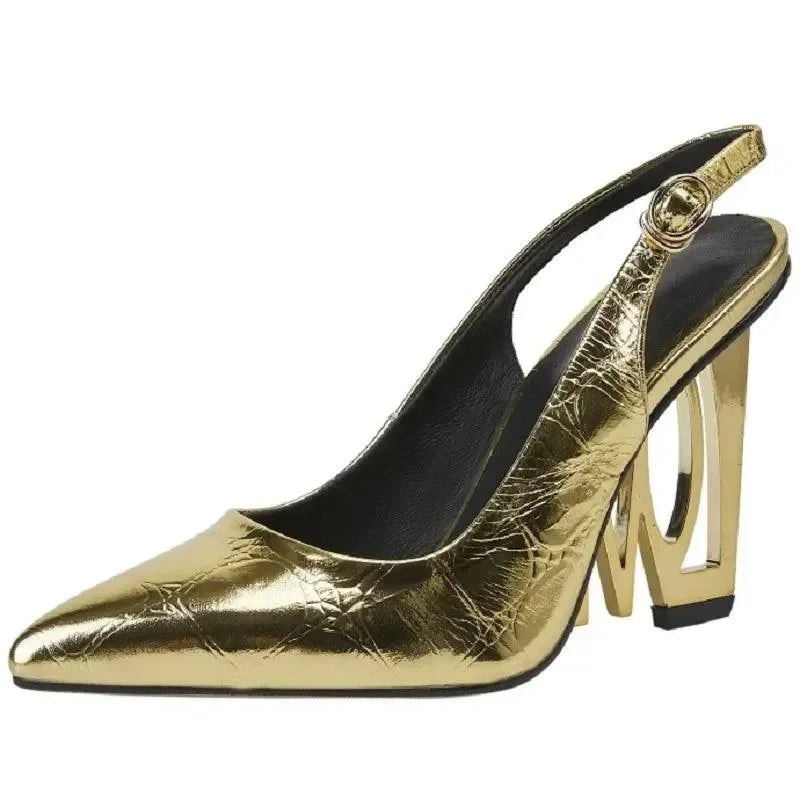 Sandals Women Sandals Leather Love Slingbacks -Guocali