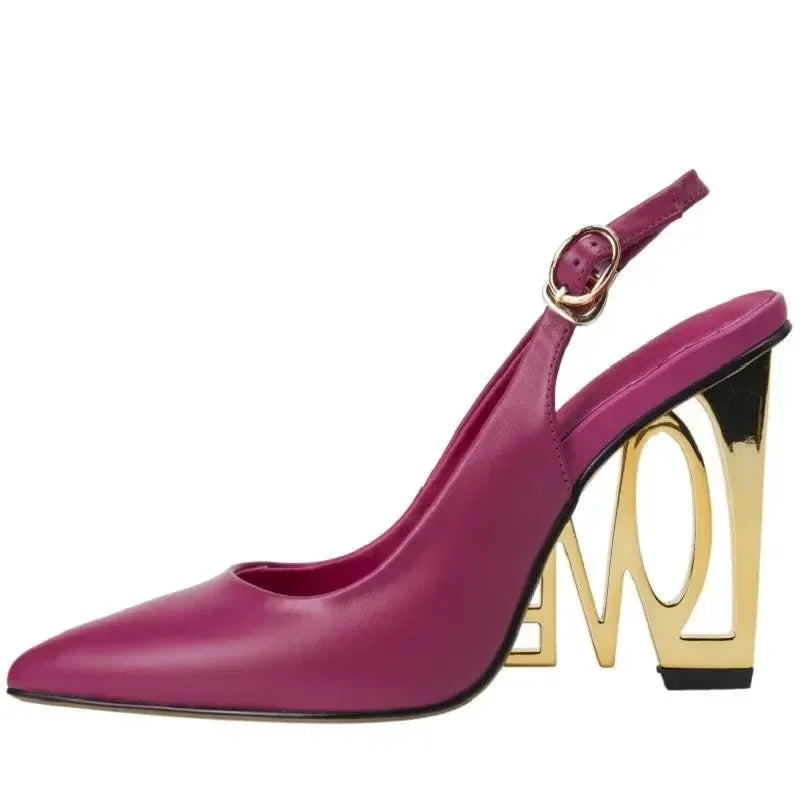 Sandals Women Sandals Leather Love Slingbacks -Guocali