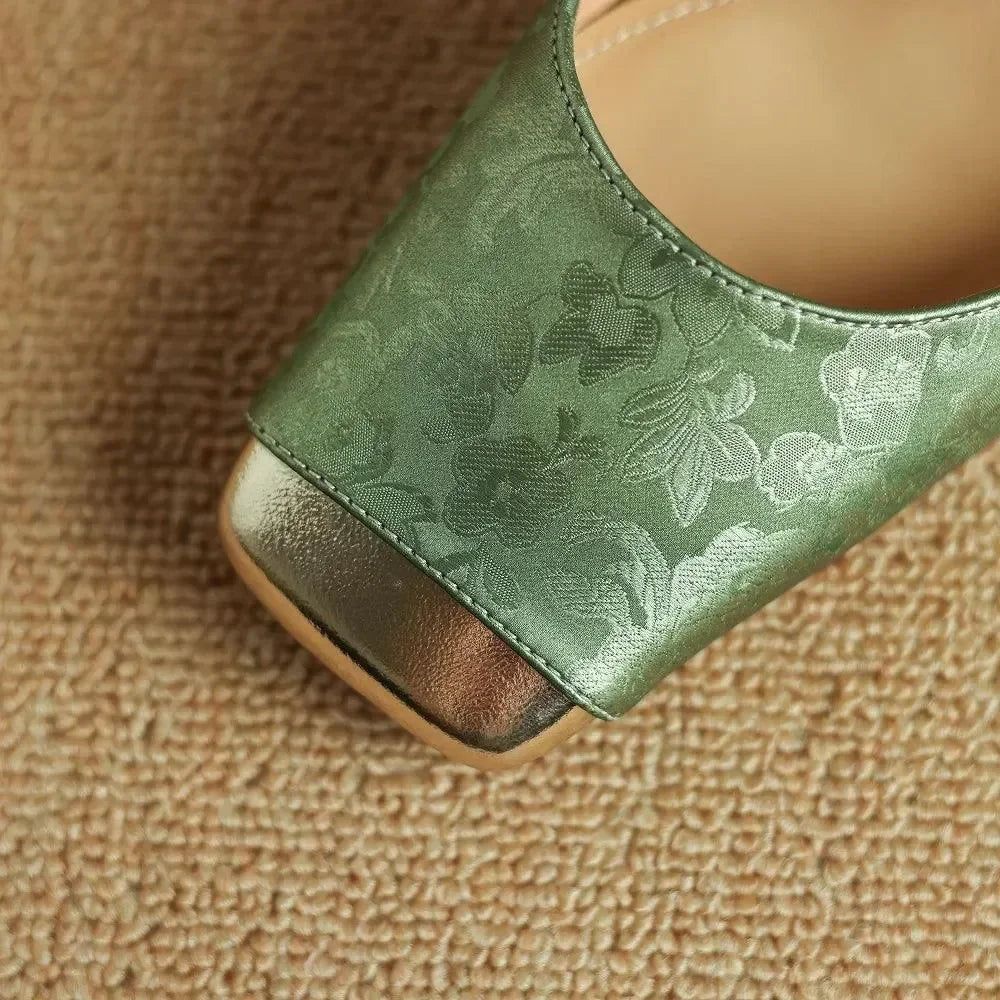 Sandals Women Sandals Leather Square Toe -Guocali