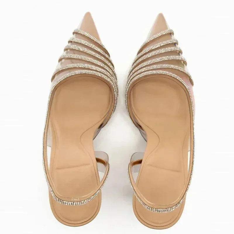 Sandals Women Sandals Shiny Rhinestone Heels -Guocali