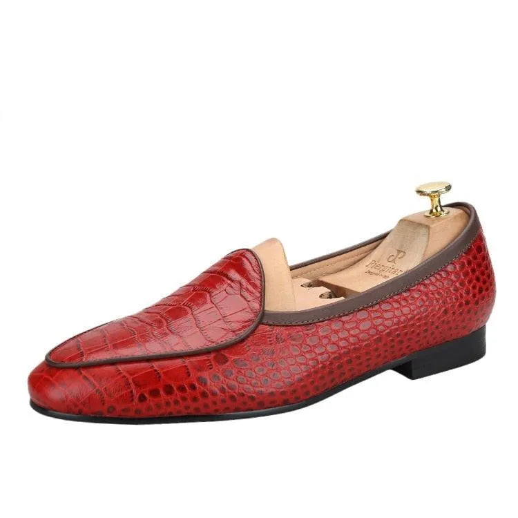 Serpentine Pattern Men Loafers - Men Shoes -Guocali