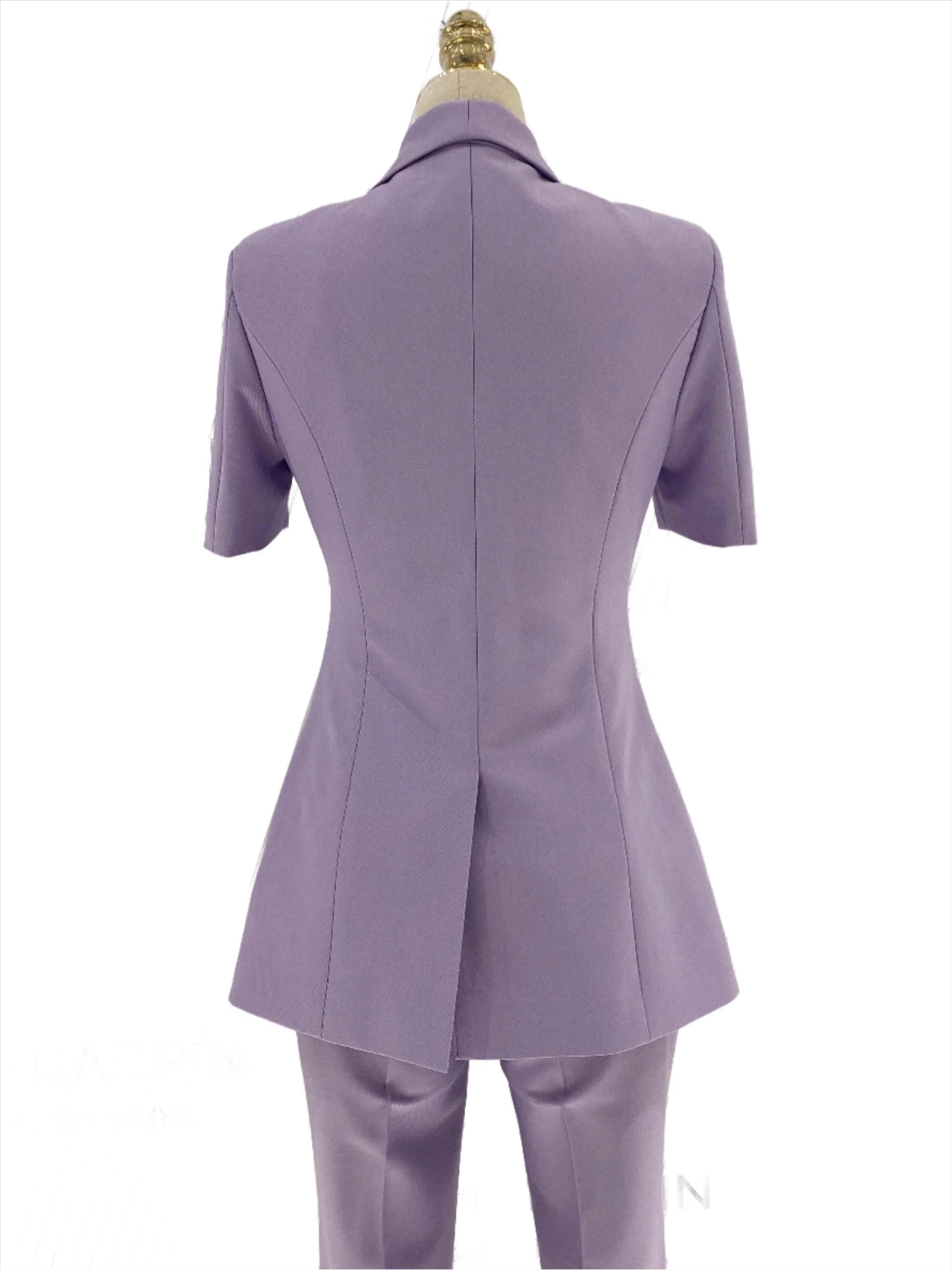 Short Sleeved Women Pant Suit -Guocali