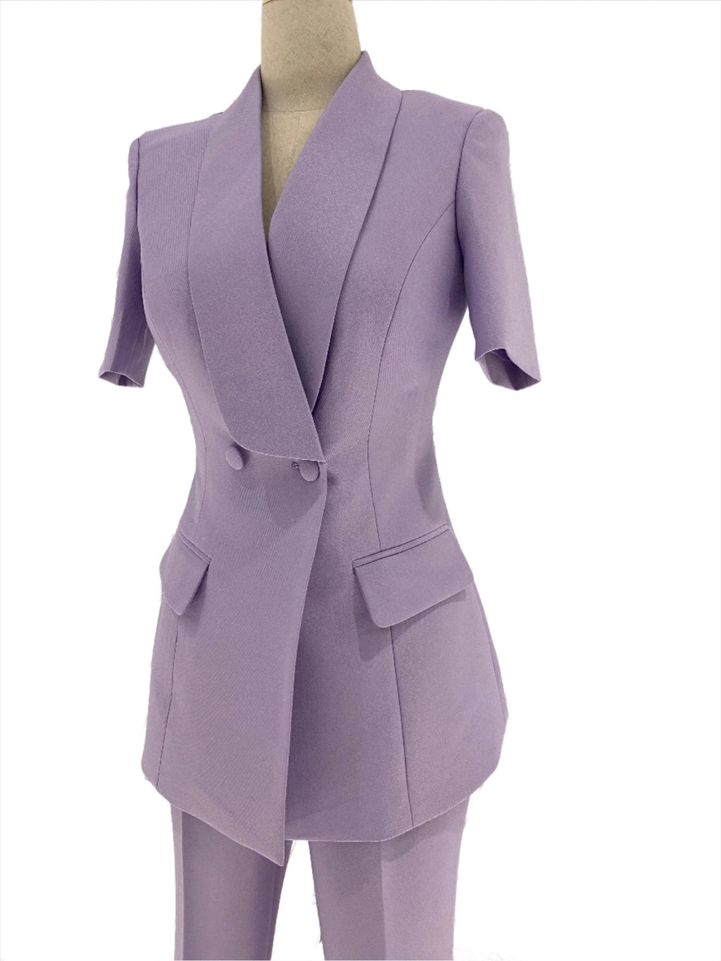 Chic Women's Pant Suit - Solid Button