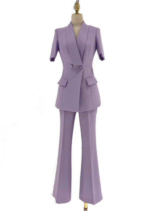 Short Sleeved Women Pant Suit - Pantsuit - Guocali
