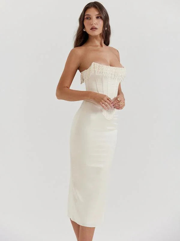 Sleeveless Off-Shoulder Corset Dress -Guocali
