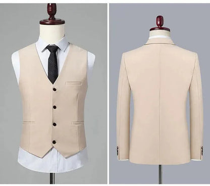 Solid Double-Breasted Suit for Men - Business Formal -Guocali