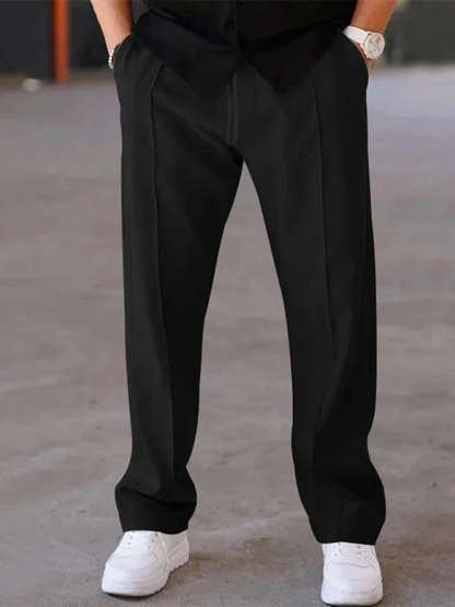 Sporty Men Trousers – Mid Rise Elastic Waist -Guocali