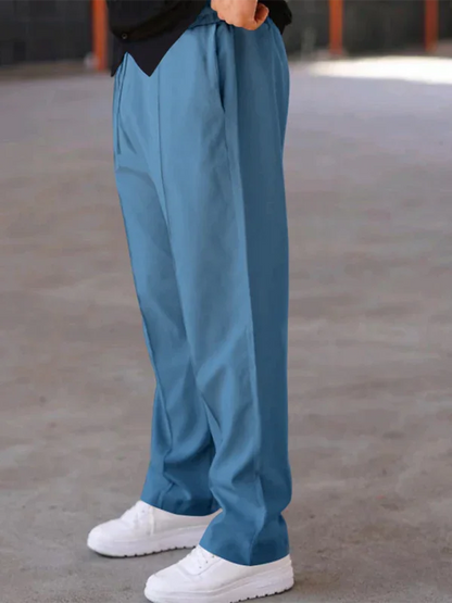 Sporty Men Trousers – Mid Rise Elastic Waist -Guocali