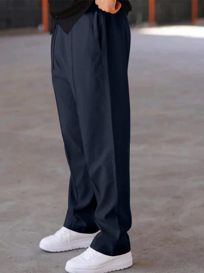 Sporty Men Trousers – Mid Rise Elastic Waist -Guocali