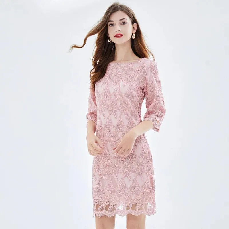 Spring Autumn Casual Embroidery Work Dress -Guocali