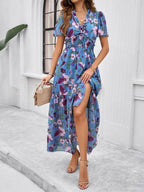 Spring Summer Casual Printed Waist Dress -Guocali
