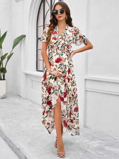 Spring Summer Casual Printed Waist Dress -Guocali